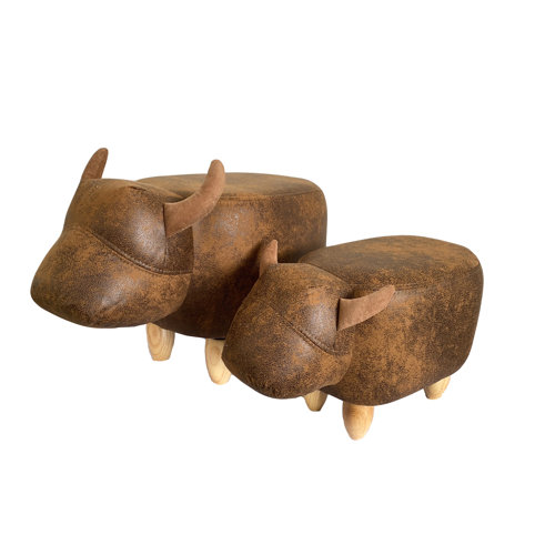 Gardeco Cowie 22cm Wide Faux Leather Animal Print Footstool Ottoman